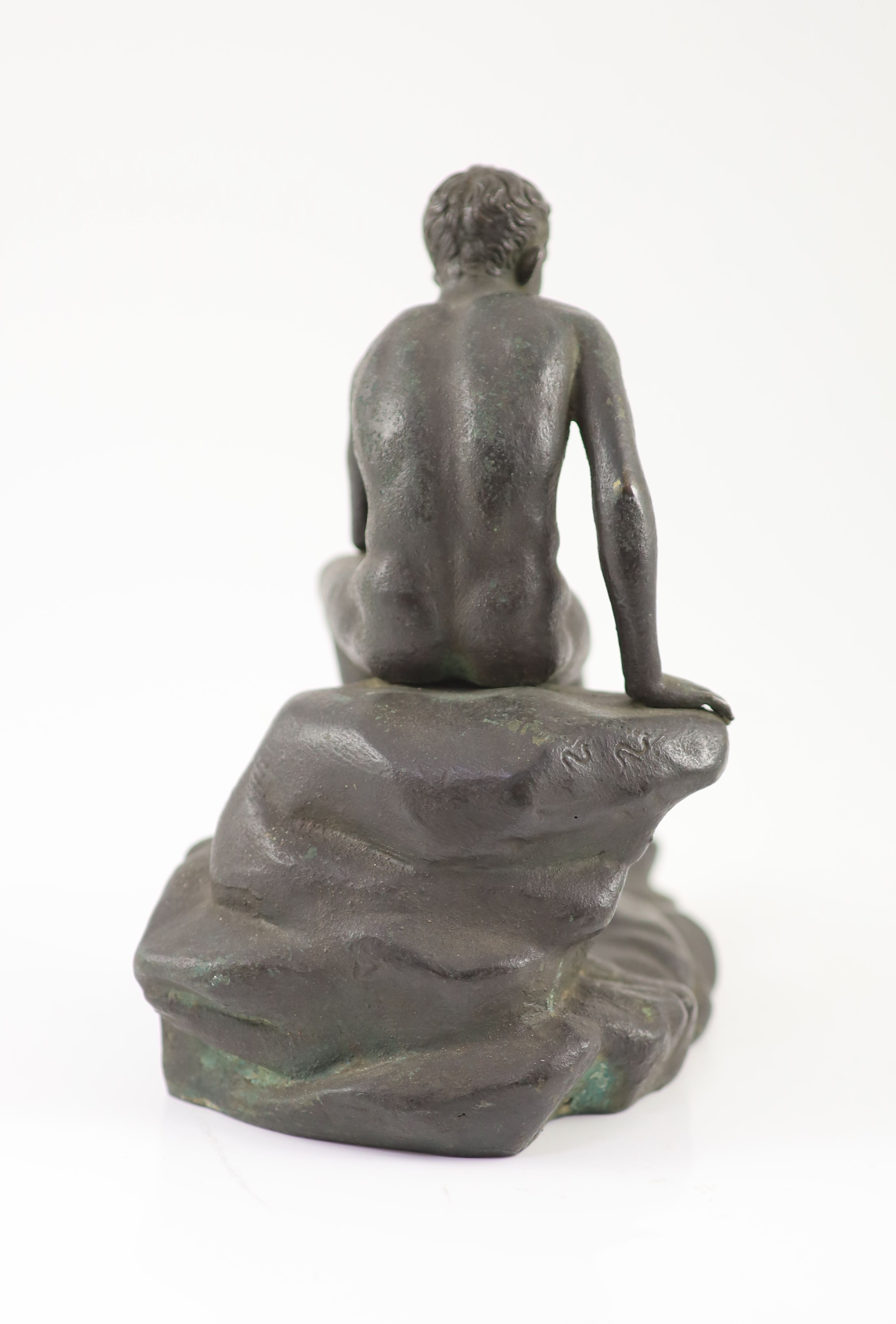 After the Antique, a Grand Tour bronze figure of Hermes H 19cm. W 19cm.